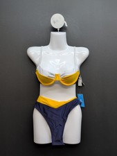 Cupshe Hidden Wonders Color Block Bikini Top  High Rise Bottoms Set XS Multi