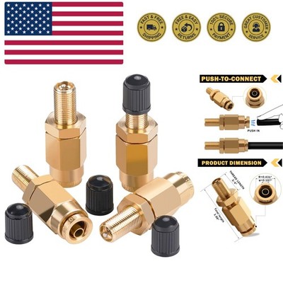 4 PCS 1/4'' Inflation Schrader Valve with Push to Connect for 1/4'' OD Air Line...