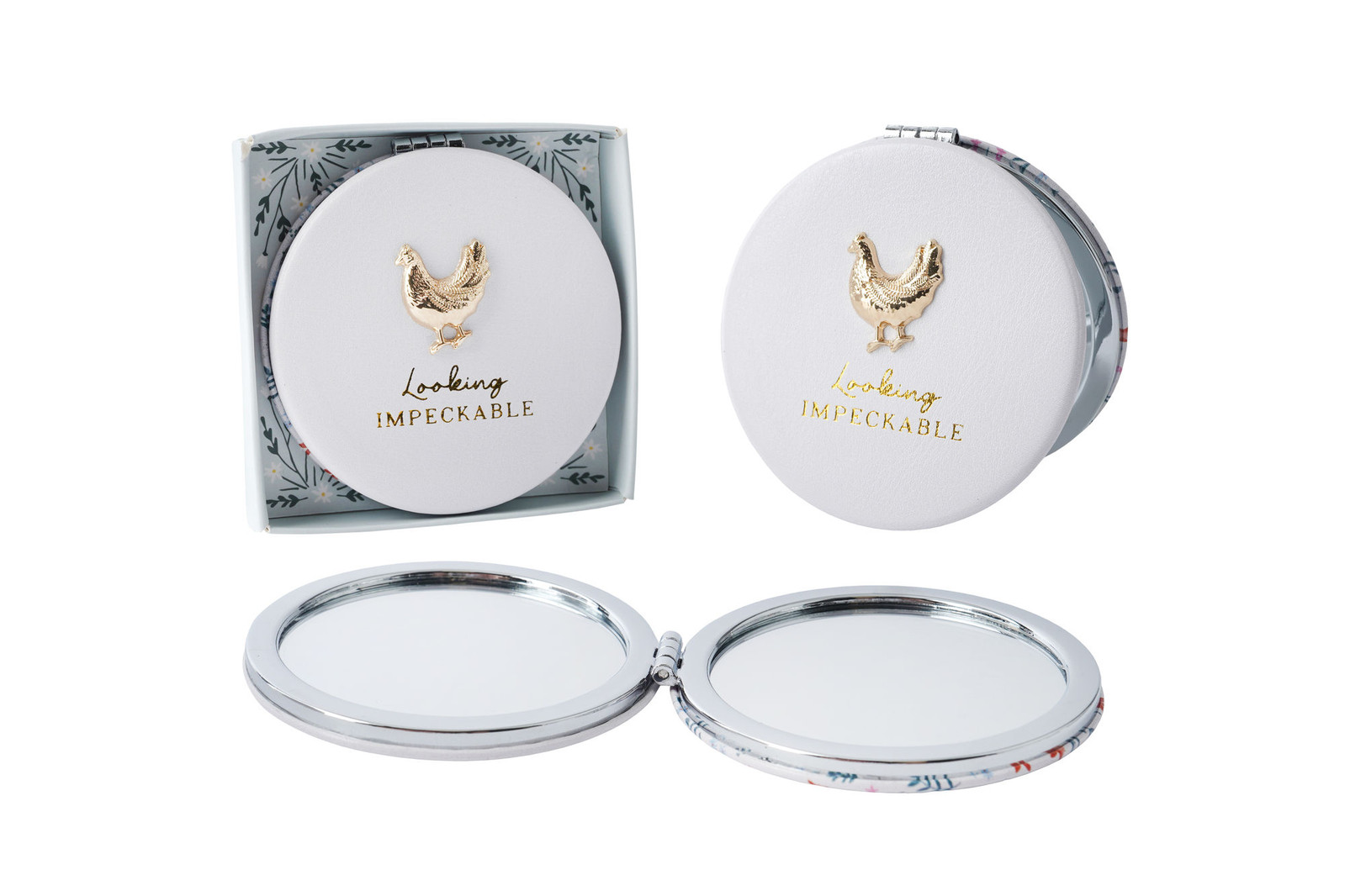 Bramble Farm Chicken Compact Mirror Gift Box Rustic Farmhouse Design