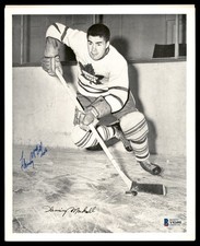 Fleming Mackell Auto 1945-54 Quaker Oats 8x10 Photo Maple Leafs Beckett #Y92495