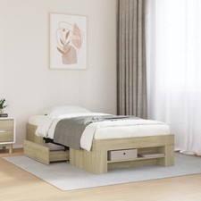 Image of Bed Frame with Drawers Wooden Single Double King Slatted Bed Bedroom Furniture