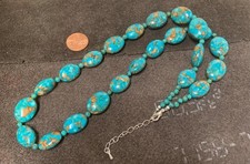 Gorgeous marble turquoise bead necklace/22" y230A-w2