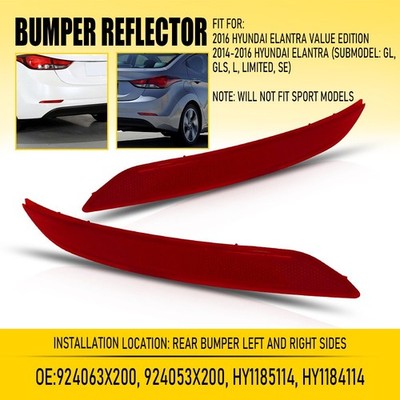 Pair Rear Bumper Reflector Light For 16 Hyundai Elantra Value 924063X200 Edition