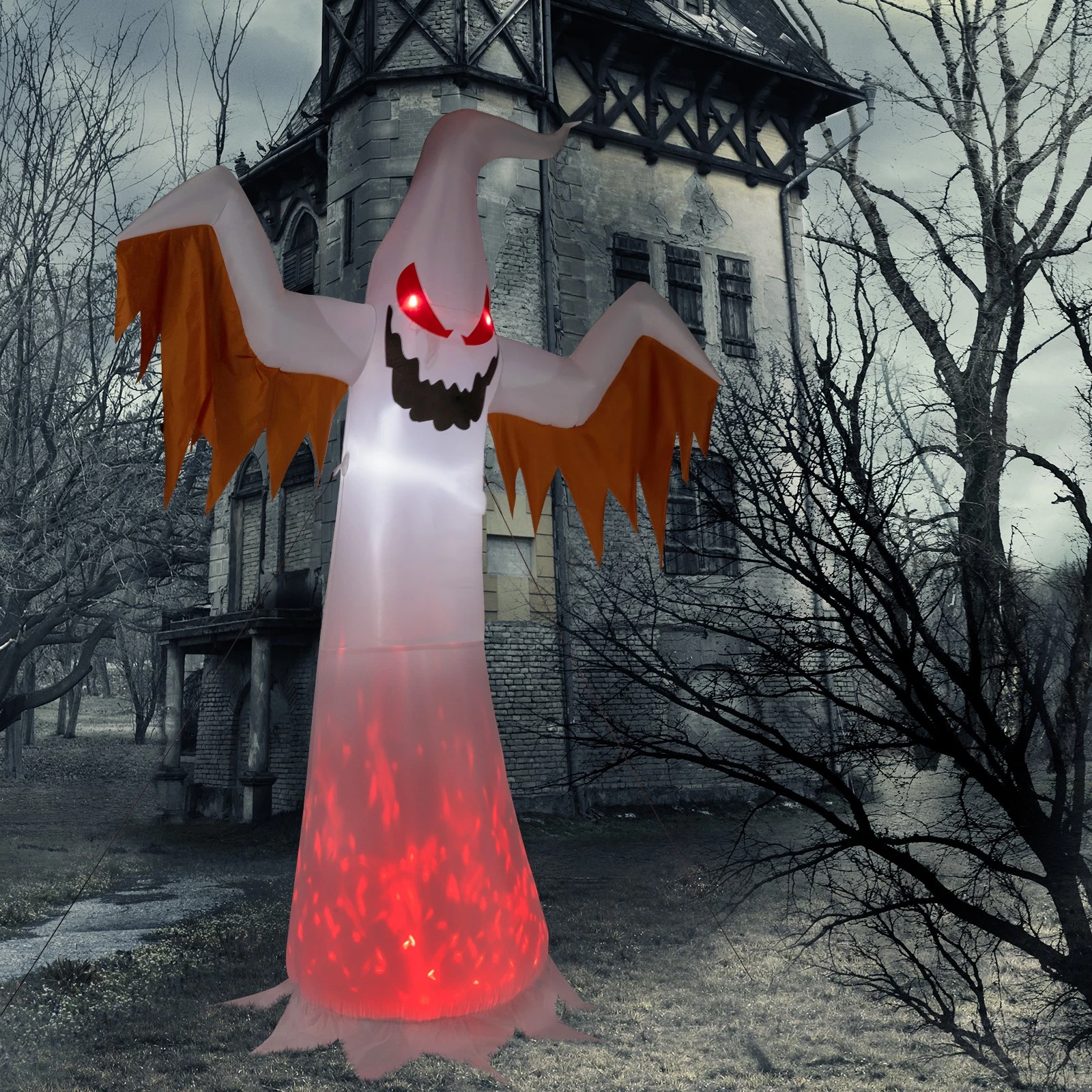 Scary Ghost Flames 12ft Halloween Inflatable Decoration with Built-in LED Lights
