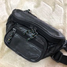 Belt Black Leather Solid Shoulder Bag Mens Japan Used