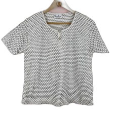 Reba Rose Women Knit Top Short Sleeves with Buttons Made in USA Size L/XL