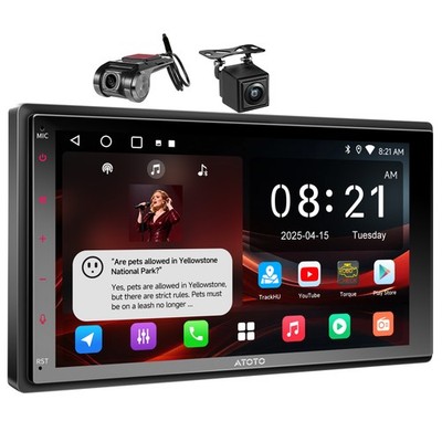 ATOTO 7'' 2Din Android Car Stereo Apple Carplay Android Auto + Rear &DVR Dash CAM