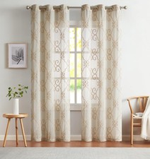Sheer Window Curtains 2 Panels 38" W x 96" L 76" W Linen Textured Curtains ...