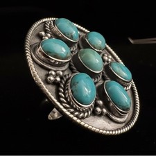 Genuine Turquoise and Sterling Silver Statement Ring