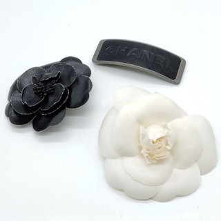 Chanel Brooch Hair Accessory 3 set Black PVC 4351758