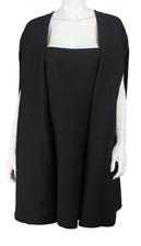VALENTINO NWT Black Wool-Silk Woven Layered Cape Sleeve Mini Dress 48