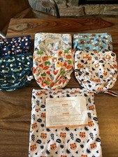 Six New Reusable Babygoal Snap Pants for Cloth Diapers, 8-35 Pounds-with wet bag