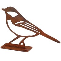 Gartenfigur Gartendekoration Meise Dekofigur Vogel Stahl 14X10 Cm Braun Rost