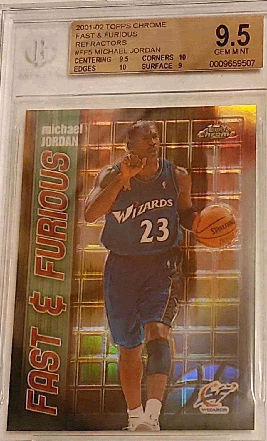 ♨️💎💰 BGS 9.5 01-02 MICHAEL JORDAN TOPPS CHROME FAST & FURIOUS REFRACTOR POP 95