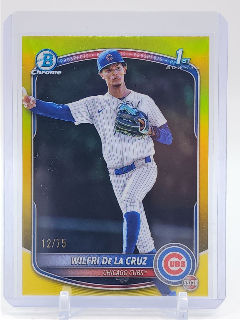 WILFRI DE LA CRUZ 2025 BOWMAN CHROME 1ST YELLOW REFRACTOR CUBS /75 Q4920