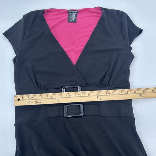 Abito vintage Maurices nero donna XS impero vita dettaglio fibbia LBD Y2K anni 2000 - Foto 10 di 11