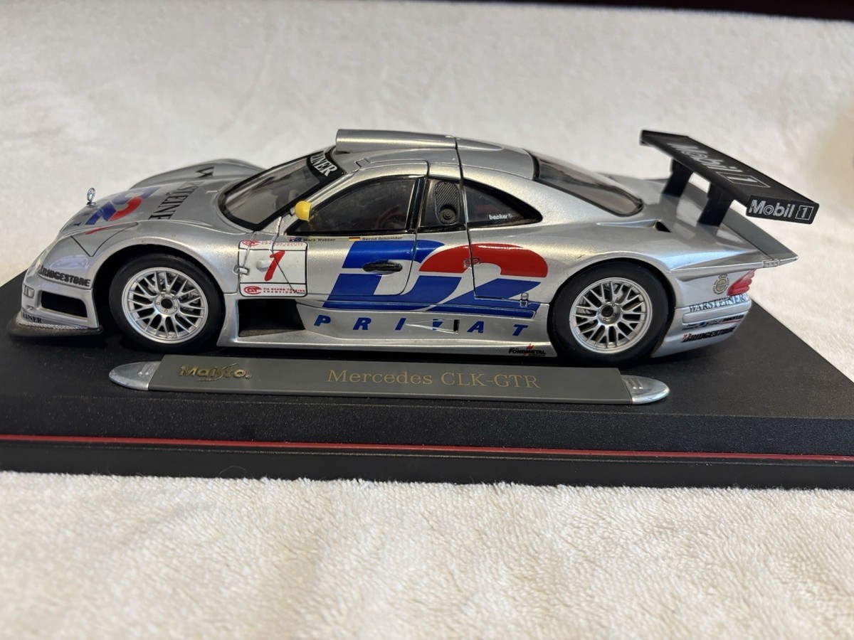 Maisto Mercedes-Benz CLK-GTR LeMans Racecar Diecast Silver Blue