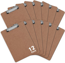 Clipboards, 12 Pack Hardboard Office Clipboards, Low Profile Clip, Standard A4