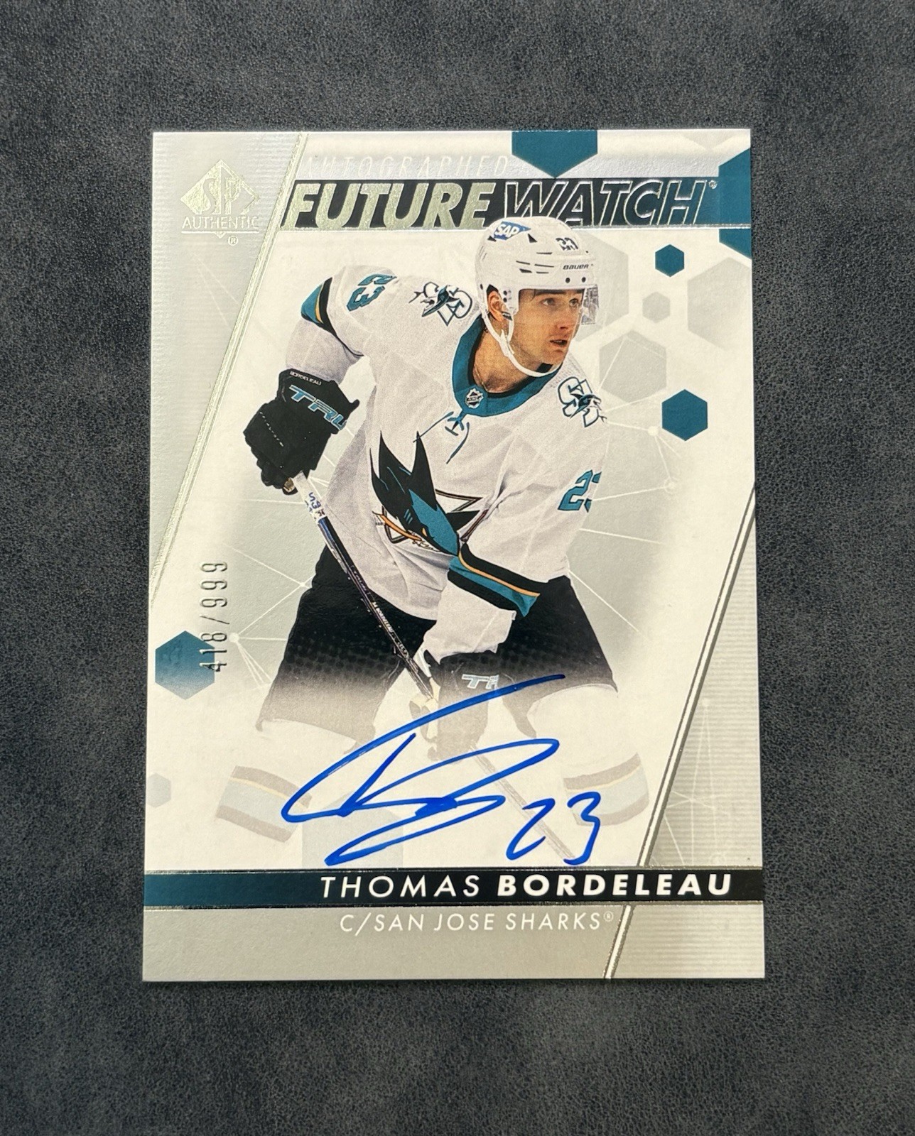 THOMAS BORDELEAU 2022-23 SP AUTHENTIC FUTURE WATCH AUTO ROOKIE RC /999