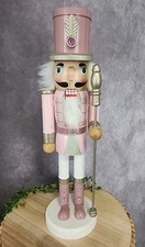 Pink White Guard Soldier Nutcracker Glitter Wooden 14" Christmas Rose Gold NEW