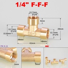 Brass BSP T-Shape Pipe Fittings Equal Male Female Thread Tee Connector Adapters