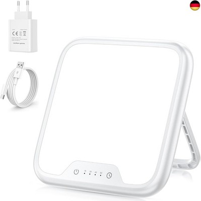 VTHW Tageslichtlampe, 10000 Lux lampe mit Memory Funktion, 4 Timer, UV-Frei