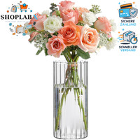Vasen Deko Glas Mini Blumenvase Zylinder Rund 20 Cm Hoch FüR Tulpen Pampasgras