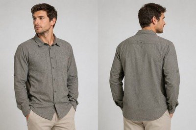 Merrell Opti-Wick UPF 30+ Hiking Shirt Men's Large Gray Vented Long Sleeve