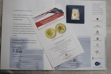 UK PENNY ENAMELLED GOLD PLATED WITH COA B64 #19 CG40