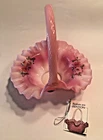 Fenton Pink/Cranberry Ruffled Basket Hand Painted C Smith Orig. Tag GORGEOUS
