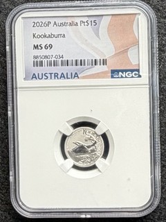 Australia 2026 P $15 Platinum Kookaburra 1/10 oz NGC MS69 8850807 034