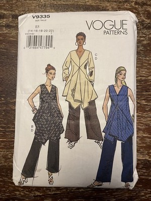 Vogue V9335 UNCUT Sewing Pattern, Misses' Tunic & Pants, Size E5 14-16-18-20-22