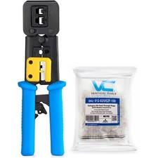 Vertical Cable RJ45 Professional Crimping Tool and 100 pcs CAT6 Connector Bundle