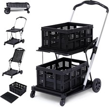 Folding Shopping Cart with Wheel Multi Use Functional Collapsible Mobile Trolley