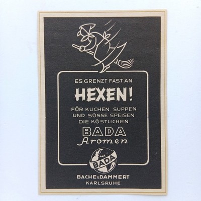 1948 BADA Aromen Bache Dammert Karlsruhe Backen Werbeanzeige Werbung Reklame