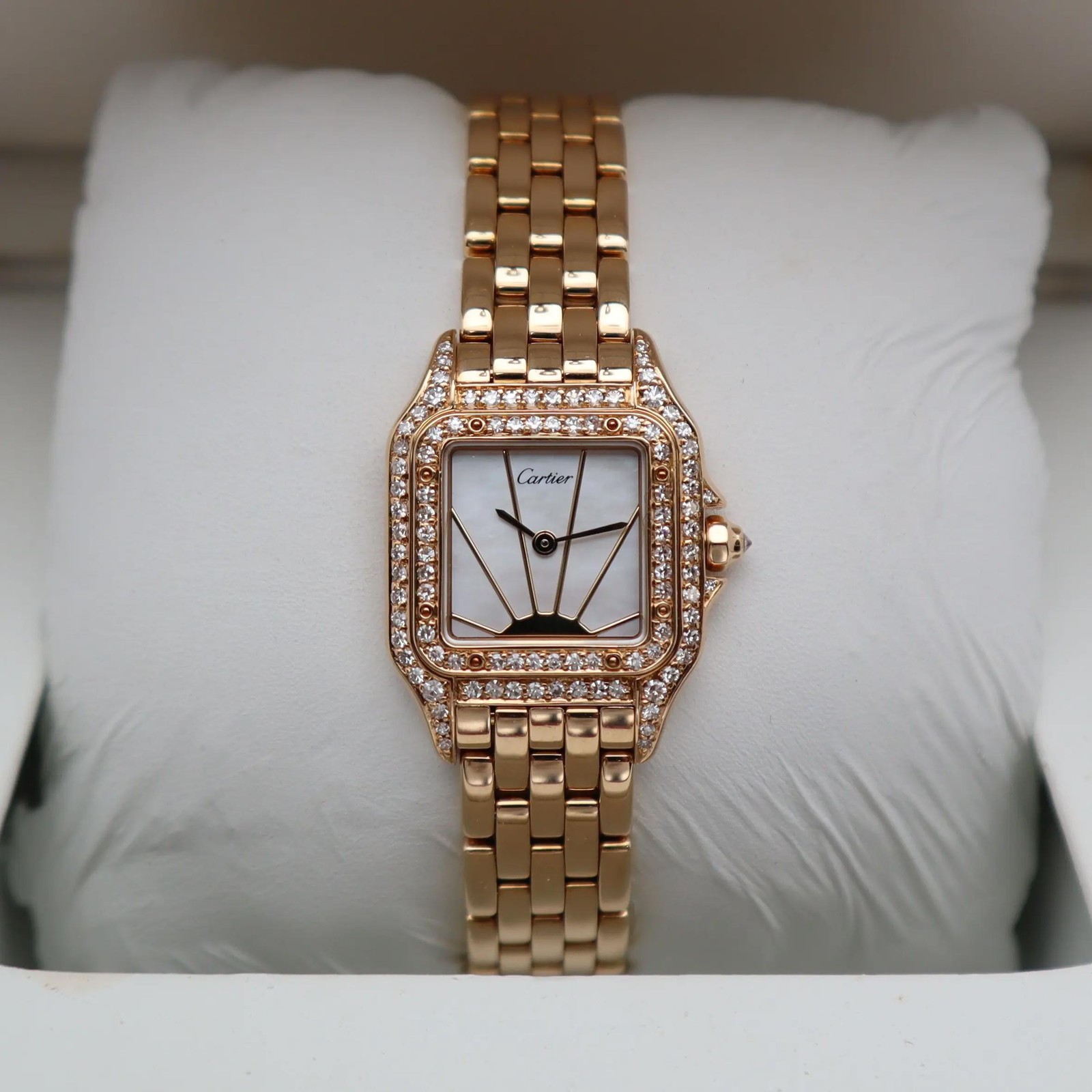 Cartier Panthere 22mm 86691 18k Yellow Gold Diamond MOP Dial Ladies Watch