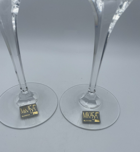 Mikasa Cassidy Crystal Water Wine Goblets Floral Glasses 9" T 10 oz S/ 2 C83 - Picture 4 of 19