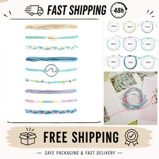 Boho Surfer Wave Bracelets 9-Piece Adjustable Beach Friendship Set