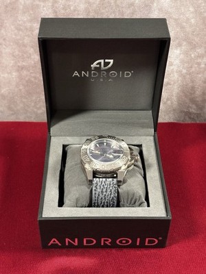 Android Divemaster Silverjet 500 GMT AD547 Quartz Watch *RARE* Leather Band ~NIB