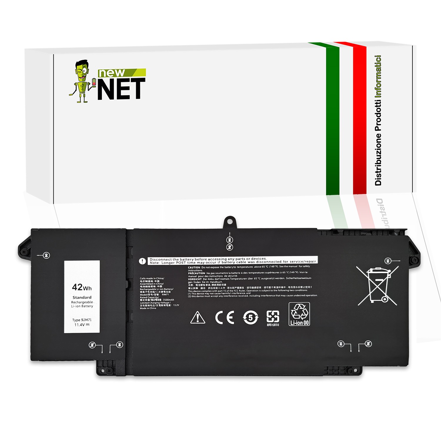 Batteria 9JM71 per Dell Latitude 5320 7420 2-in-1 | 11.4V 42Wh Alta Qualità