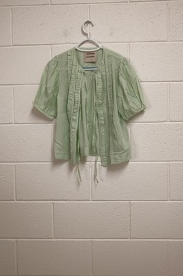 Damson Madder Mint Green Gingham Tie-Front Blouse Size 10