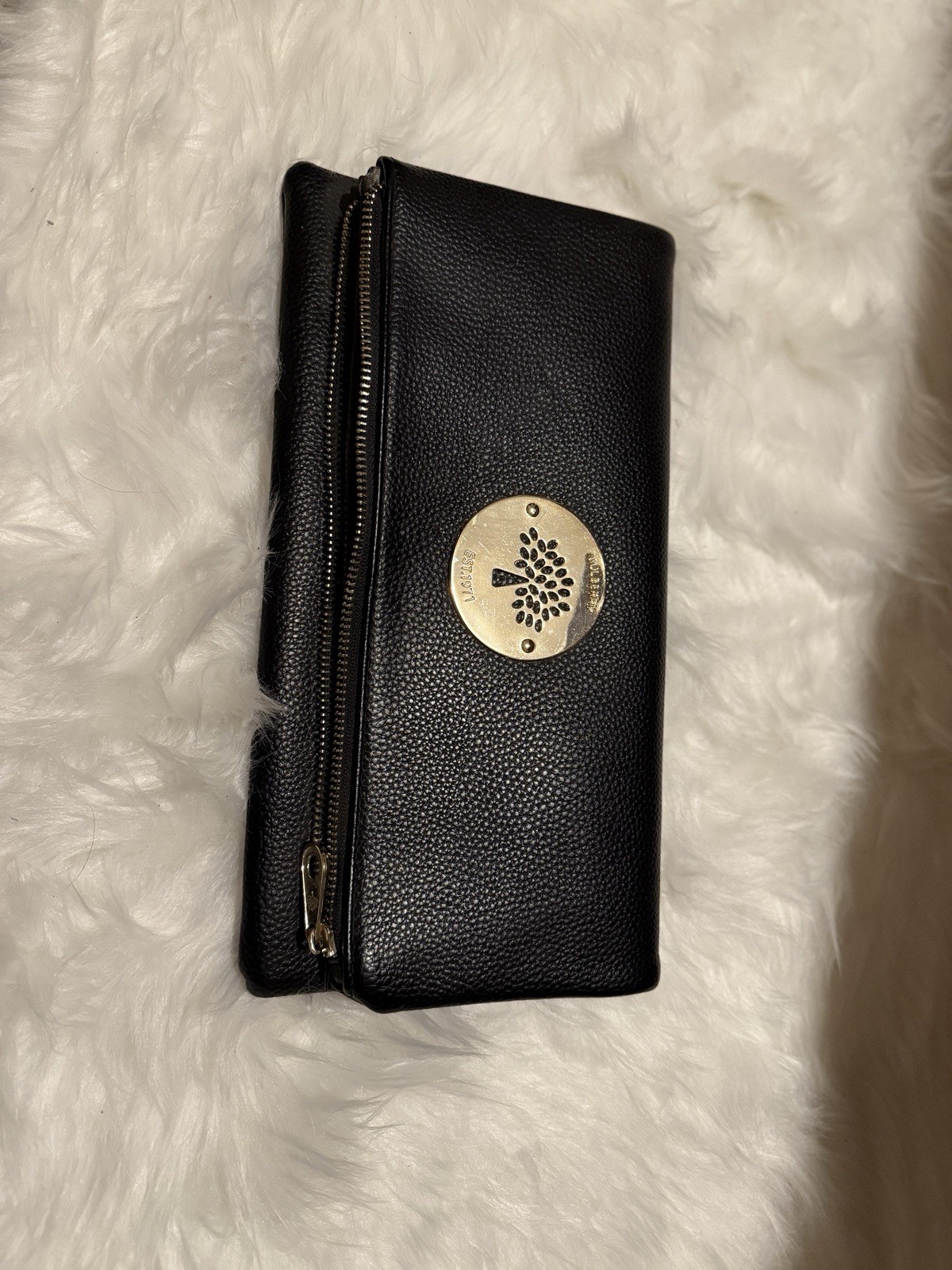 Mulberry Black Leather Clutch / Shoulder Bag – Gold Hardware