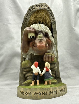 Vintage Norwegian HENNING Wood Carving TROLL KING of DOVREFJELL