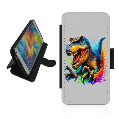 Dinosaurier Handy Hülle Wallet Flip Cover für iPhone Samsung Pixel T-Rex DIN2