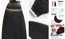 Kinky Straight Tape in Extensions Natural Black 12 Inch 1B Natural Black KS