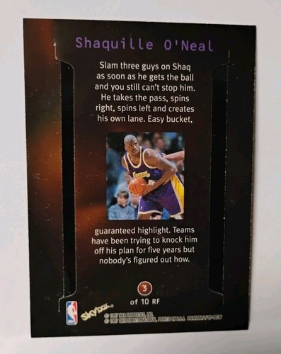 1997-98 Skybox Rock n Fire Shaquille O'Neal Insert #3 of 10 RF Lakers - Picture 5 of 5