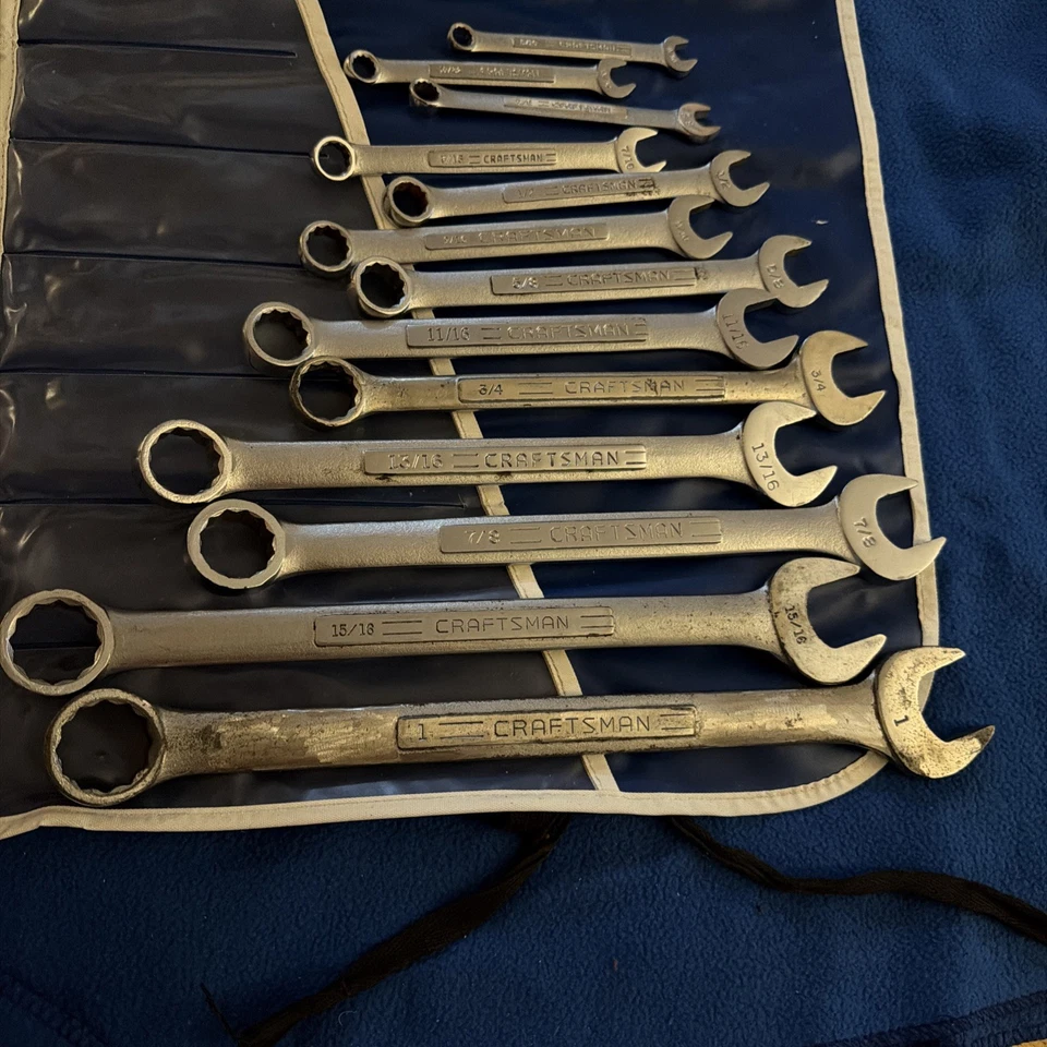 CRAFTSMAN 13 PIECE 12 POINT SAE COMBINATION WRENCH SET 5/16" TO 1" USA MADE - Image 2 of 4