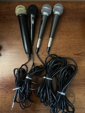 Lot of 4 Karaoke Microphones Phillips,Karaoke.com For Parts - Untested