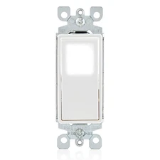 Leviton 15 Amp Decora LED Illuminated Light Wall Switch Single-Pole, L5611-2W...