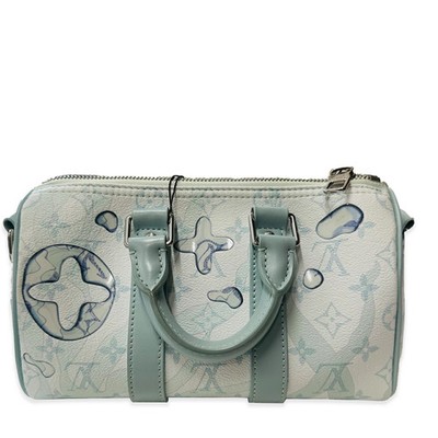 Louis Vuitton Aqua Garden M22527 Keepall Bandouliere 25 Blau Weiß Leder Authe...